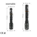 Ajustable zoomable T6 LED linterna linterna exterior antorcha